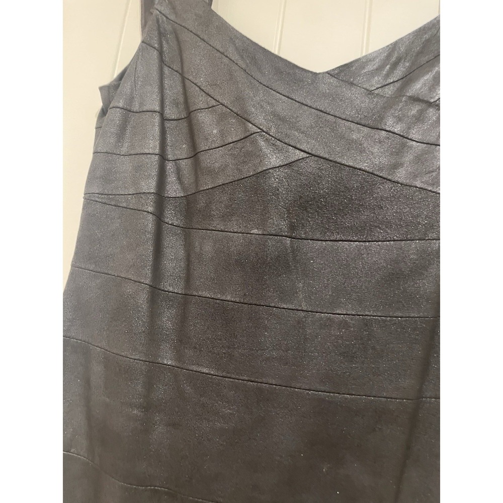 Vakko Black Lamb Leather Dress Womens Size 8 Bodycon LBD Vintage - Picture 2 of 10